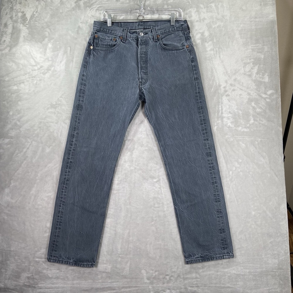 Levi's 501 Jeans Mens 32x30 Original Straight Leg Button Fly Faded Gray Denim